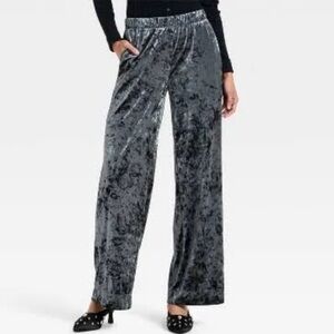 Black Crushed Velvet Pants